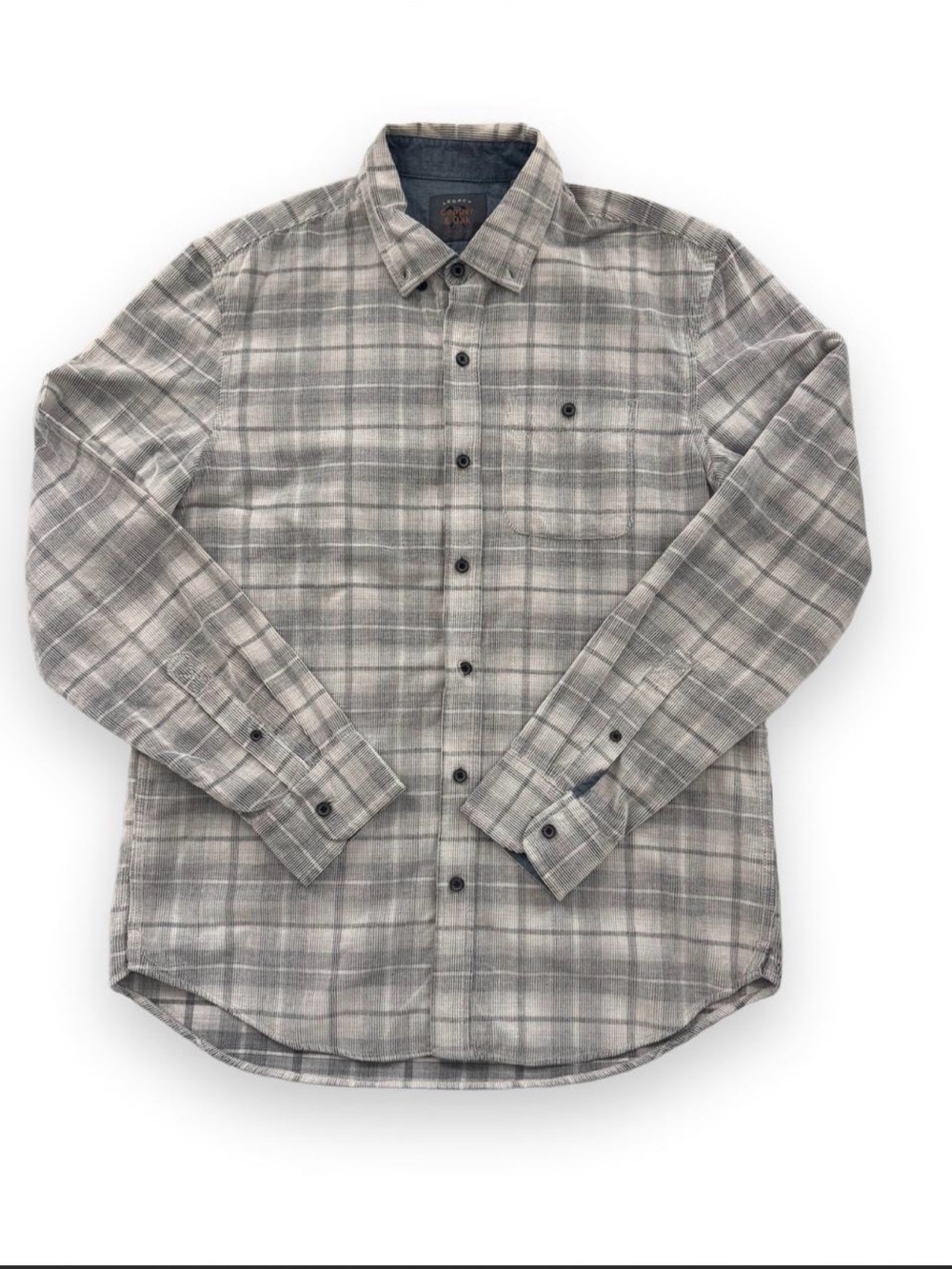 Copper & Oak Legacy Men’s Plaid Button Up Shirt Size M 100% Cotton Gray